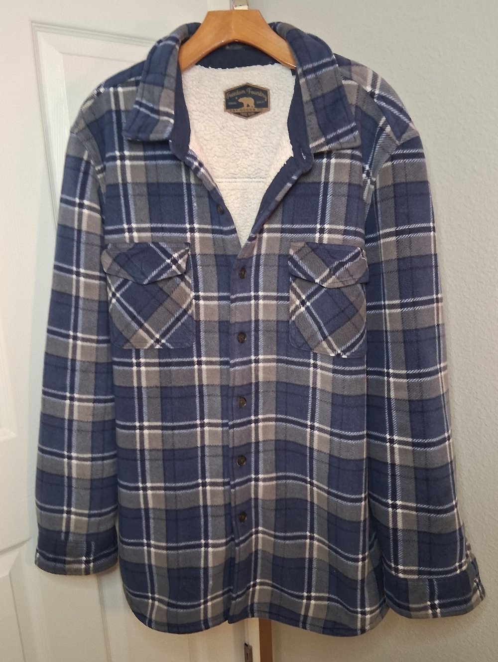 Mens Thick Plush Fleece Plaid Jacket Long Sleeve Top XXL